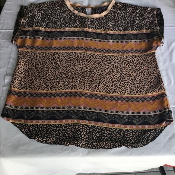 DEMOCRACY PULL OVER BOHO CHIC CAP SLEEVES BLOUSE SIZE  LARGE - Picture 1 of 6